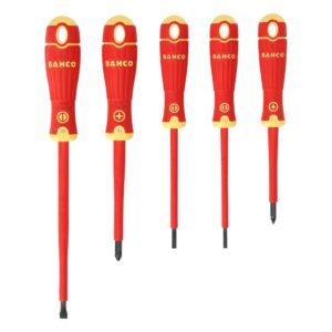 BahcoFit 5pc VDE Insulated Slotted/Pozidriv Screwdriver Set