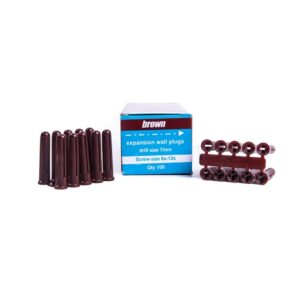 Wall Plugs Brown 7mm x 35mm Box of 100