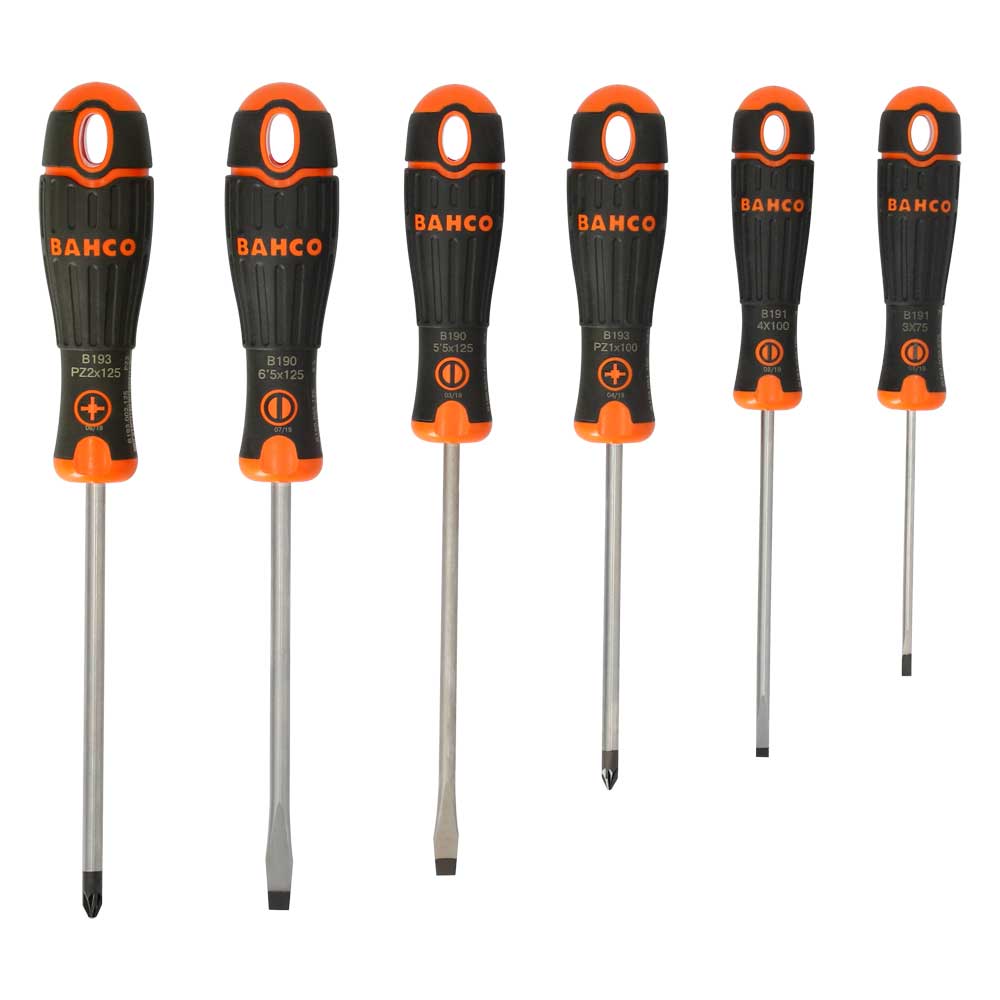 BahcoFit 6pc Slotted/Pozidriv Screwdriver Set