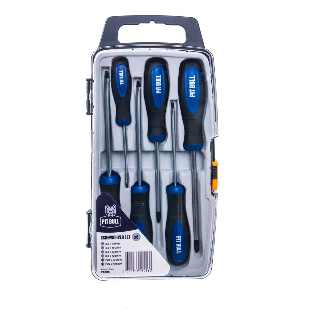 Pit Bull<br> 6pc Slotted/Pozidriv Screwdriver Set