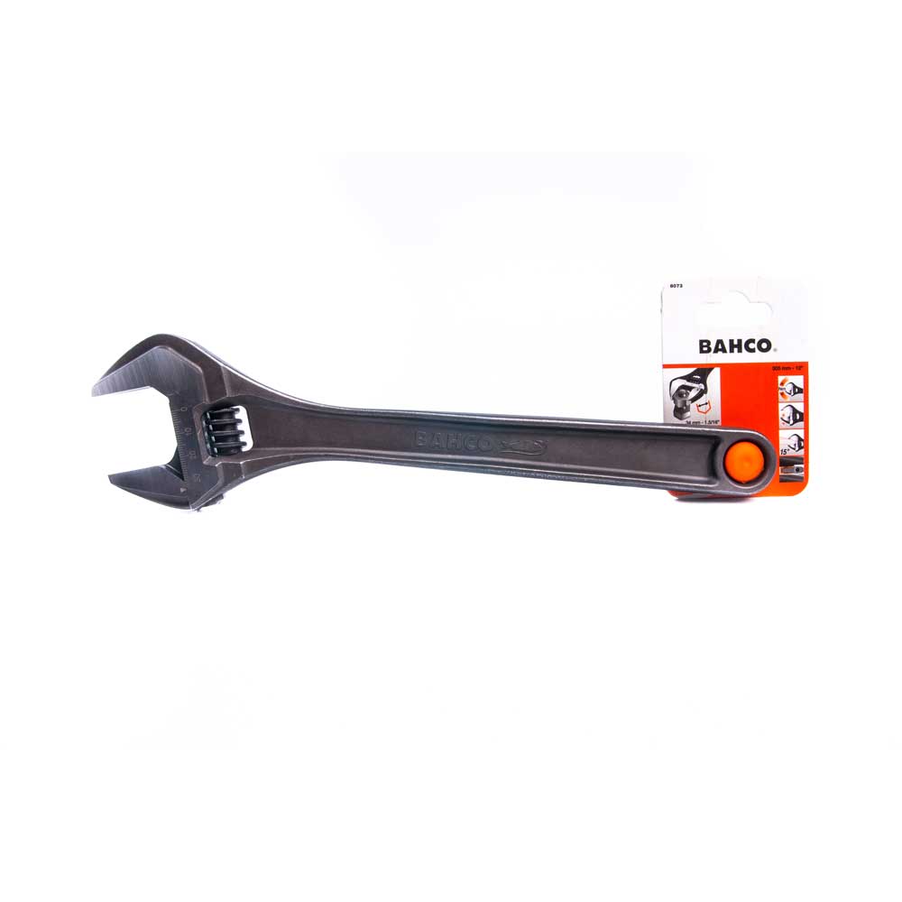 BAHCO 9073 RC US 12-Inch Adjustable Wrench – Ergo Grip, Chrome Finish, Slim Tapered Jaws, For Plumbers & Electricians